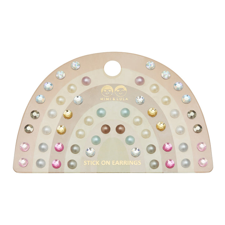 Mimi & Lula – Pink Gem & Pearl Stick On Earrings - Mabel & Fox