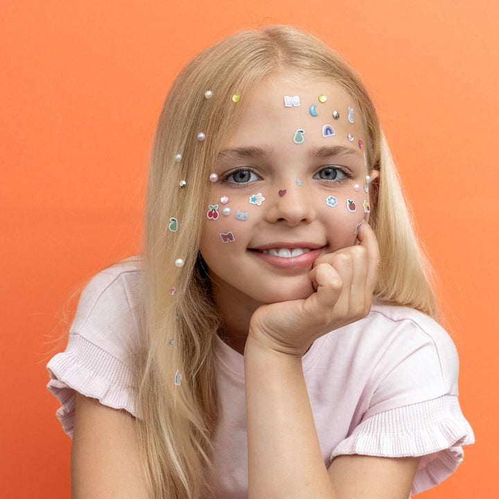 Mimi & Lula – Pink Gem & Pearl Stick On Earrings - Mabel & Fox