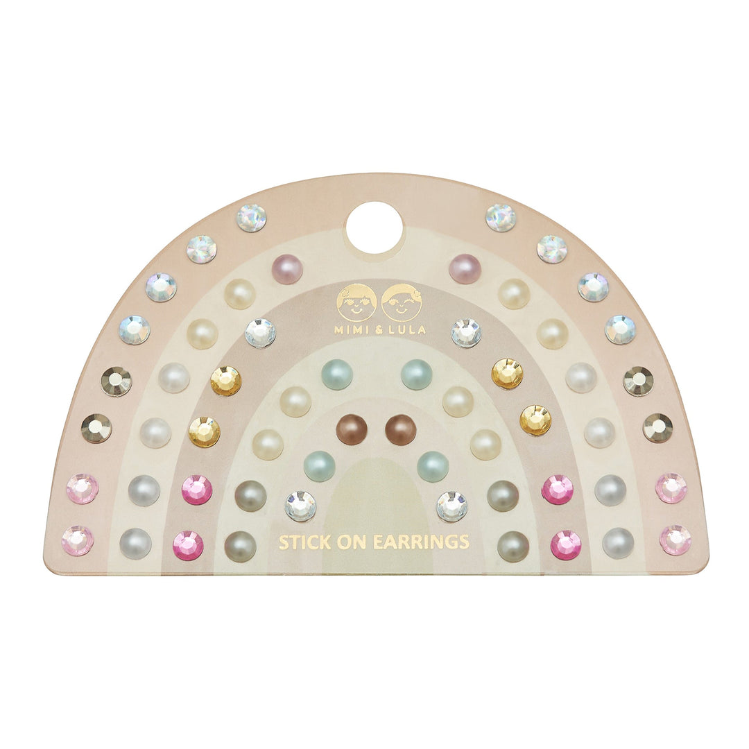 Mimi & Lula – Pink Gem & Pearl Stick On Earrings - Mabel & Fox