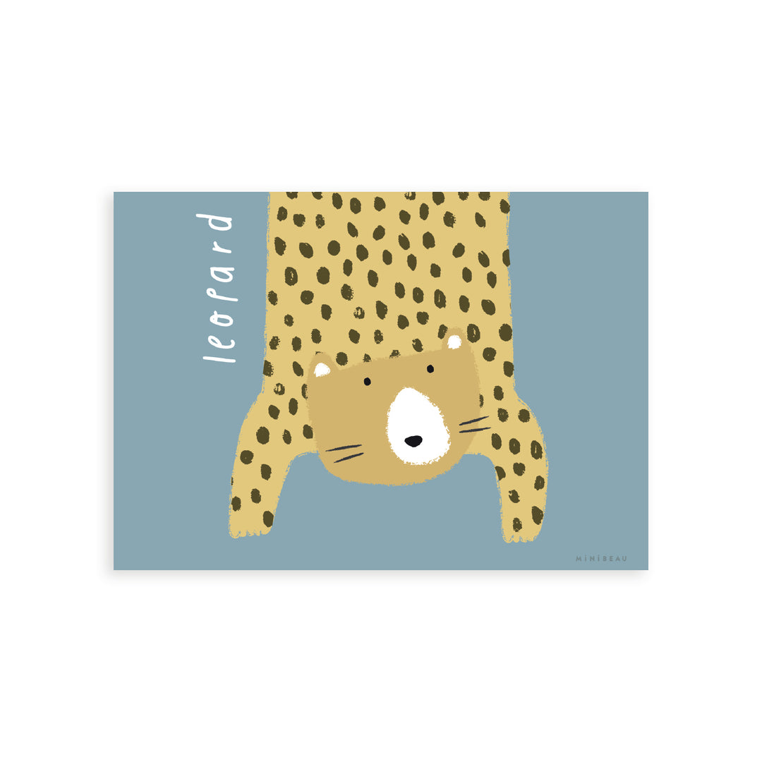 Minibeau - Art Print - Leopard - Blue - Mabel & Fox