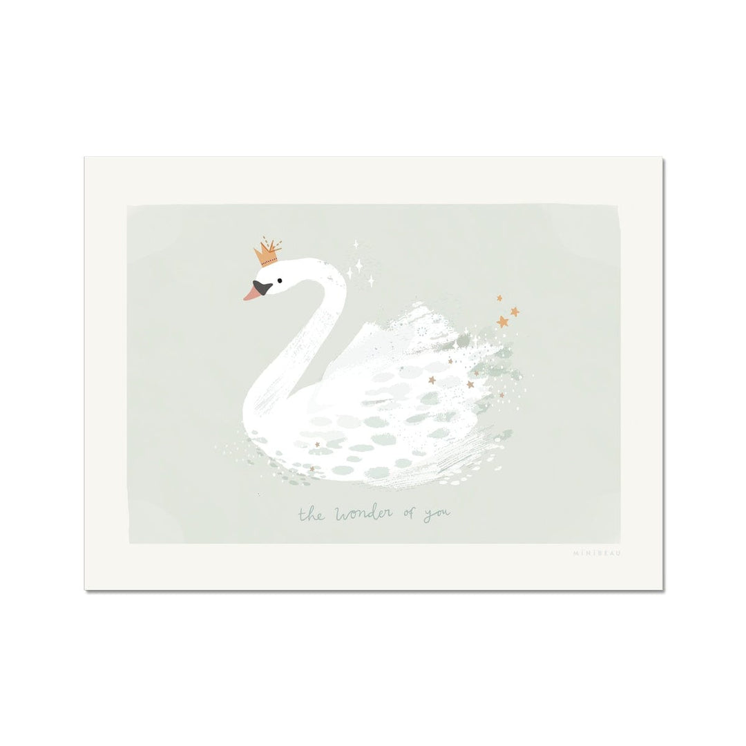 Minibeau - Art Print - The Wonder of You Swan - Soft Green - Mabel & Fox