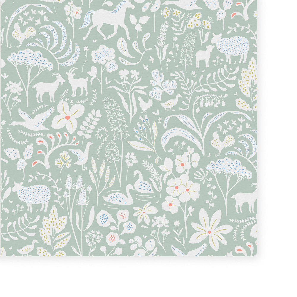 Minibeau - Wallpaper - Countryside Spring Sage - Mabel & Fox