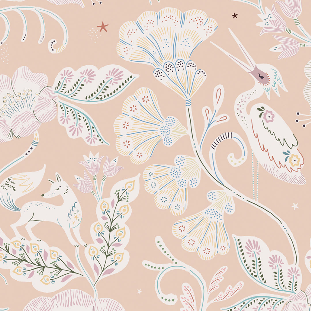 Minibeau - Wallpaper - Woodcut Wonderland Calamine - Mabel & Fox