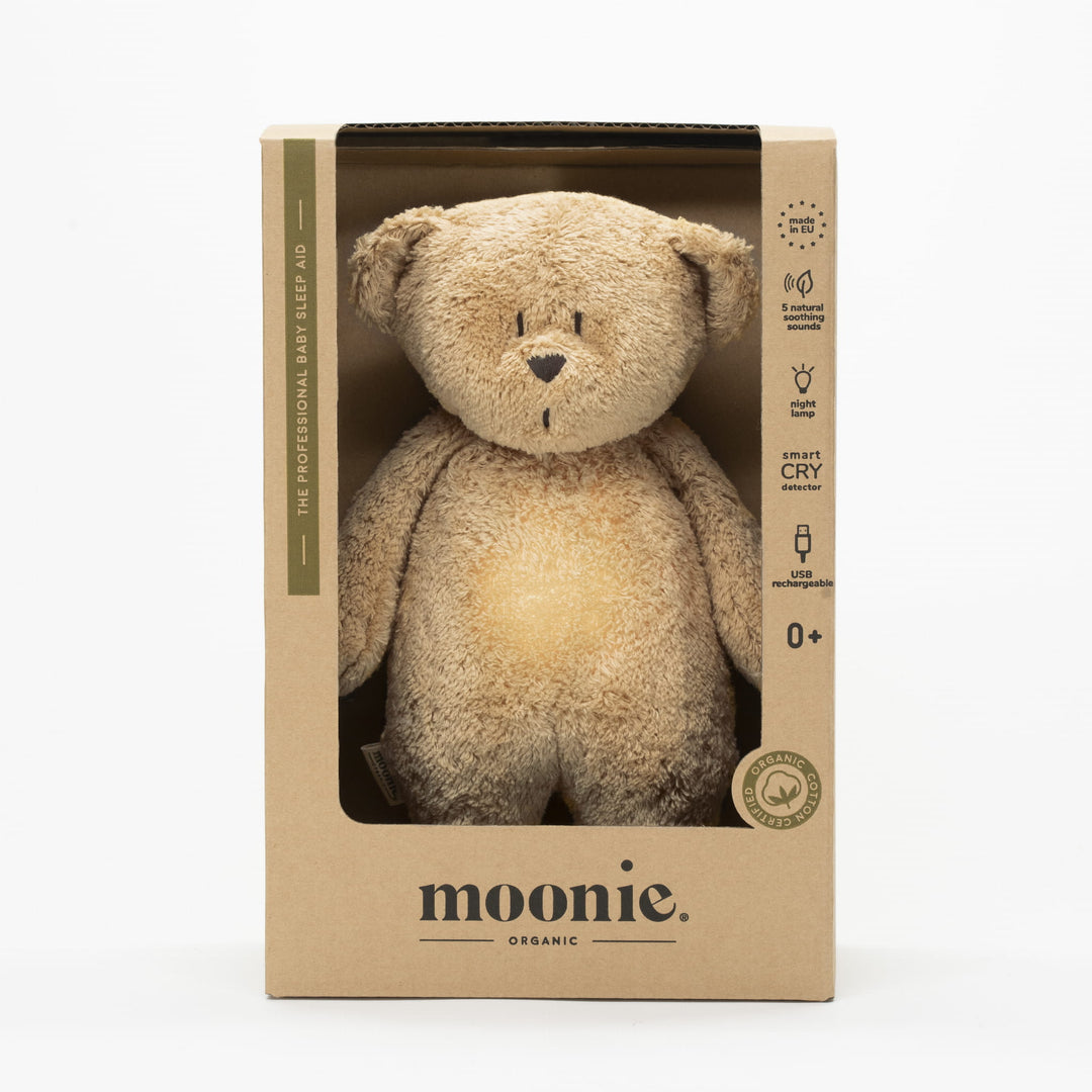 Moonie -The Organic Humming Bear With Lamp - Cappuccino Nature - Mabel & Fox