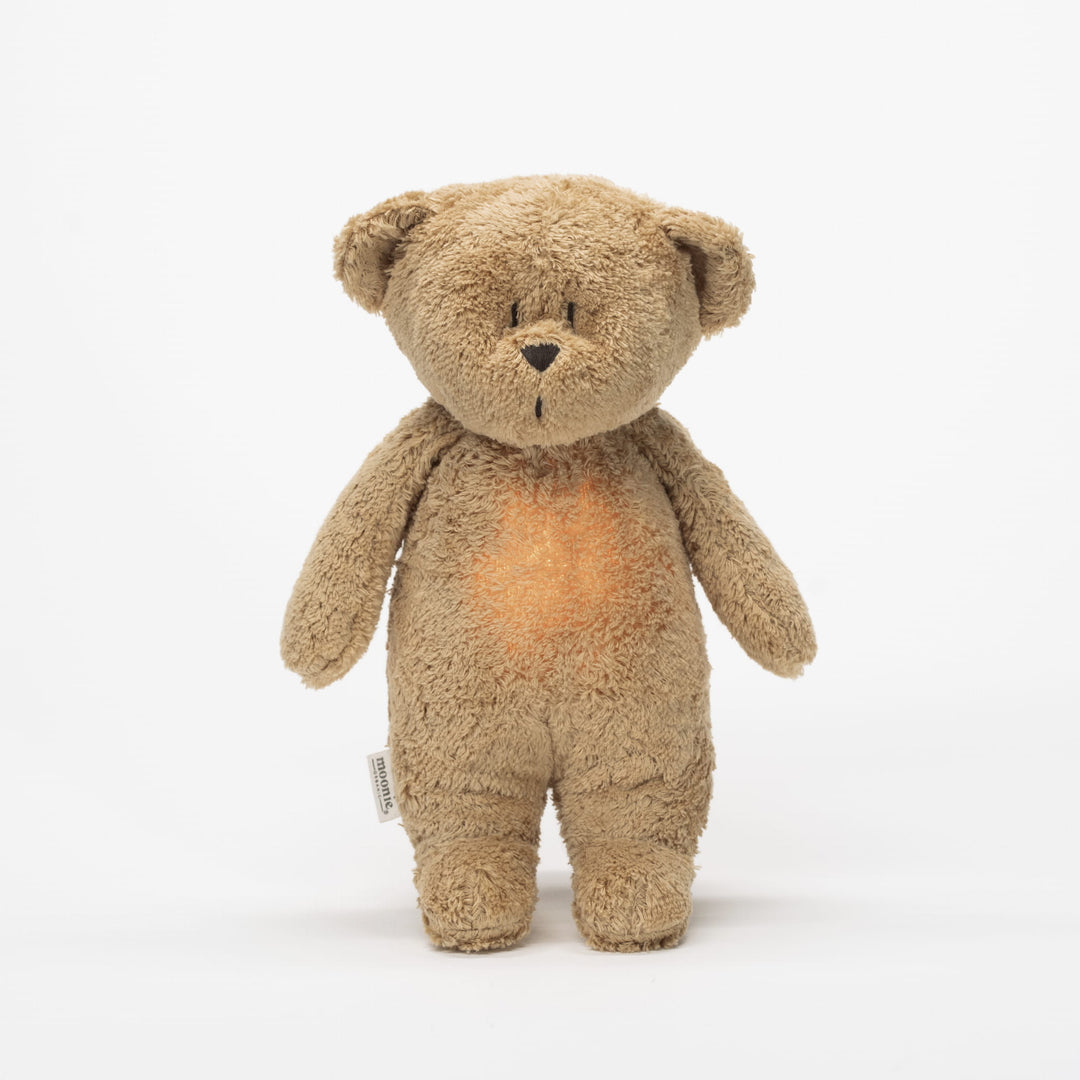 Moonie -The Organic Humming Bear With Lamp - Cappuccino Nature - Mabel & Fox