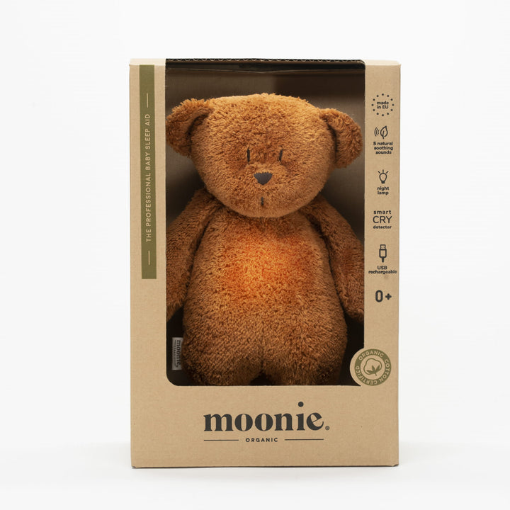 Moonie -The Organic Humming Bear With Lamp - Caramel Nature - Mabel & Fox