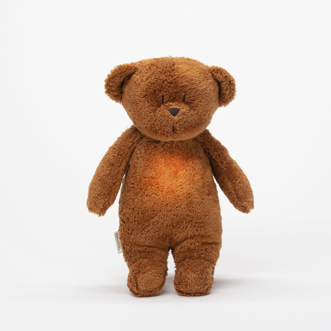 Moonie -The Organic Humming Bear With Lamp - Caramel Nature - Mabel & Fox