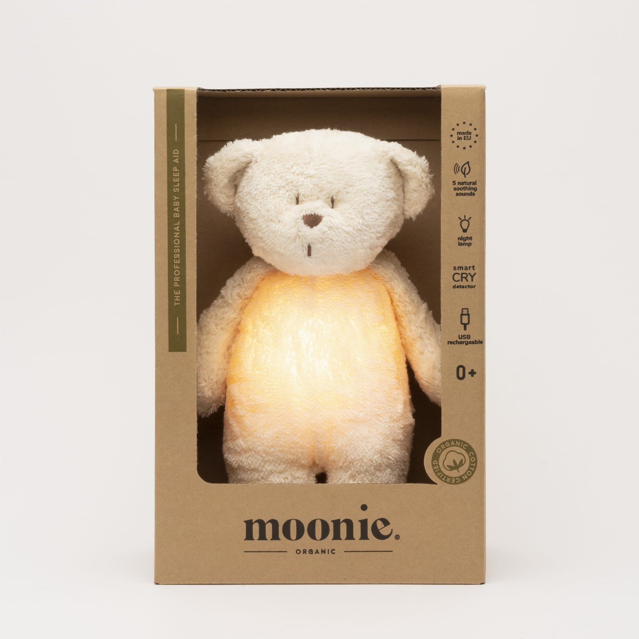 ぬいぐるみ Moonie Organic Humming Bear Moonie - The Organic Humming Bear With Lamp - Polar – Mabel & Fox