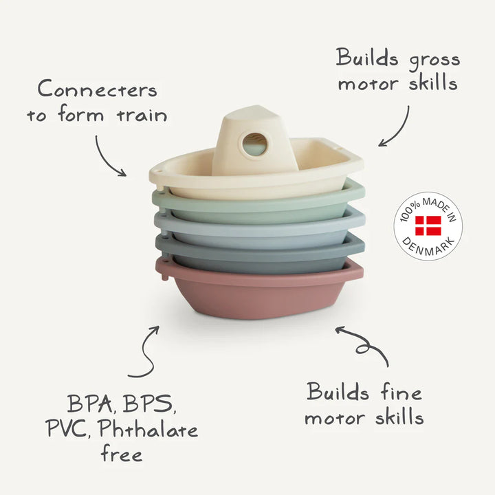 Mushie - Bath Play Set - Boats - Original - Mabel & Fox