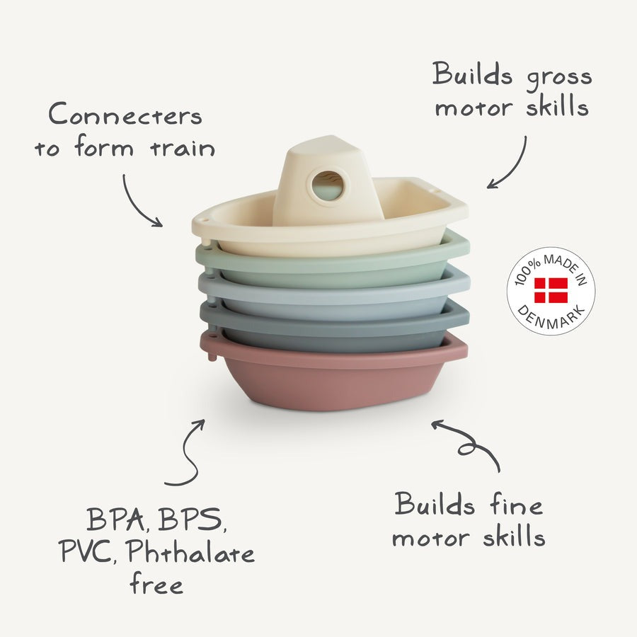 Mushie - Bath Play Set - Boats - Petal - Mabel & Fox