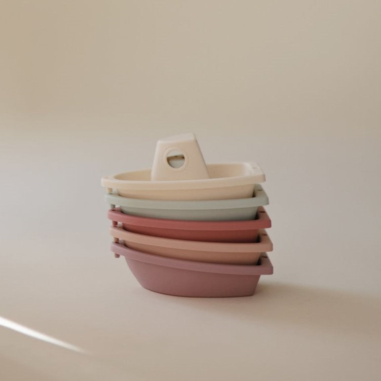 Mushie - Bath Play Set - Boats - Petal - Mabel & Fox