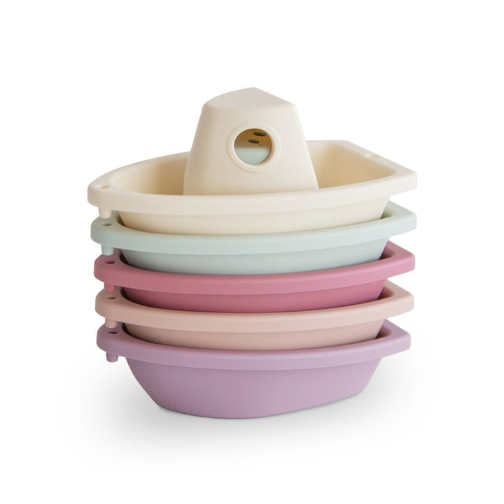 Mushie - Bath Play Set - Boats - Petal - Mabel & Fox