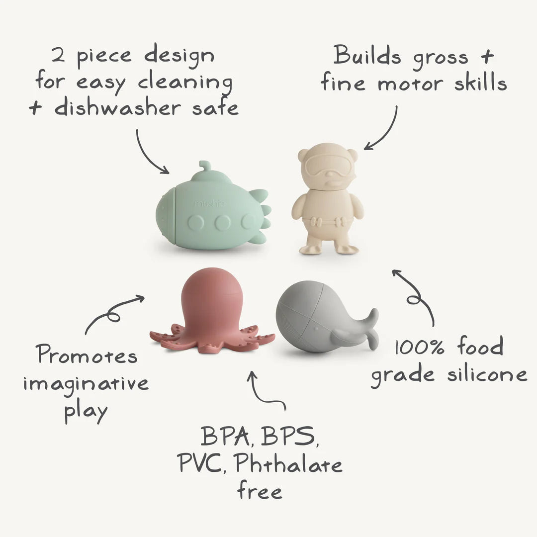 Mushie - Bath Play Set - Sealife - Mabel & Fox