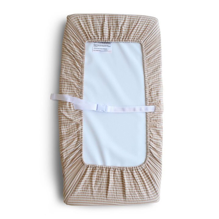 Mushie - Changing Pad Cover - Natural Stripe - Mabel & Fox