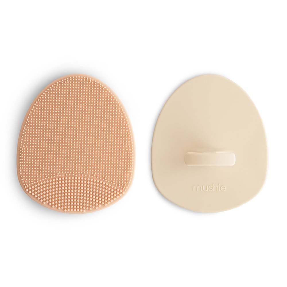 Mushie - Cradle Cap Brush-2 pack Blush/Shifting Sand - Mabel & Fox