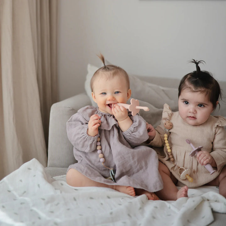 Mushie - Flower Training Toothbrush - Blush - Mabel & Fox