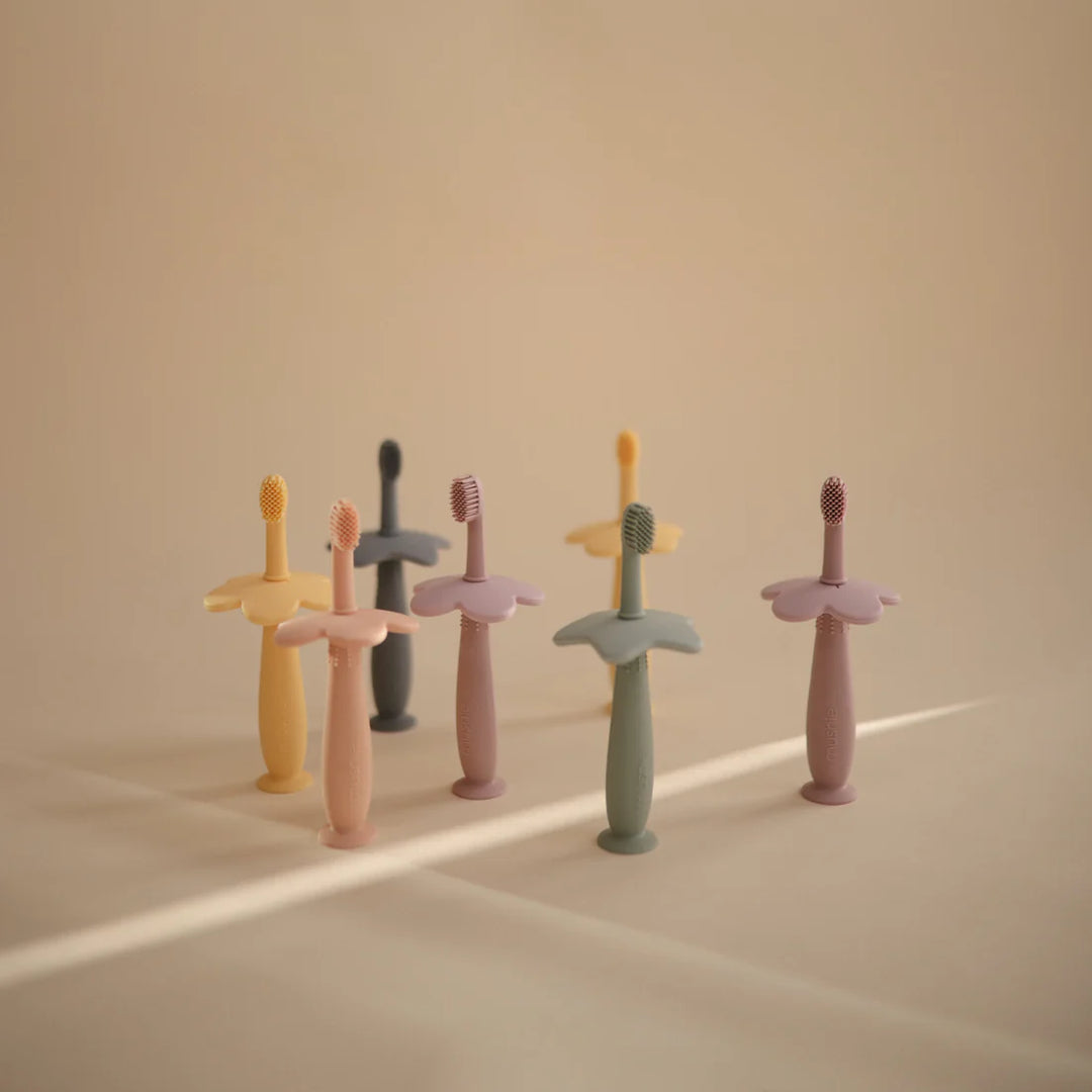 Mushie - Flower Training Toothbrush - Blush - Mabel & Fox