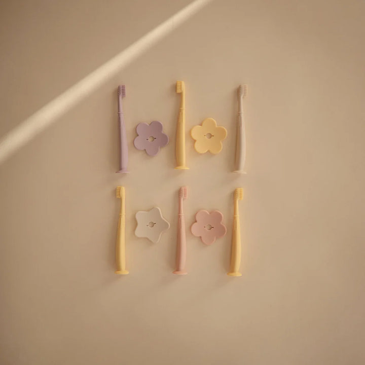 Mushie - Flower Training Toothbrush - Blush - Mabel & Fox