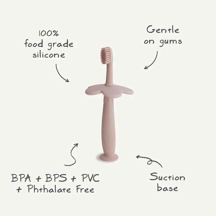 Mushie - Flower Training Toothbrush - Blush - Mabel & Fox