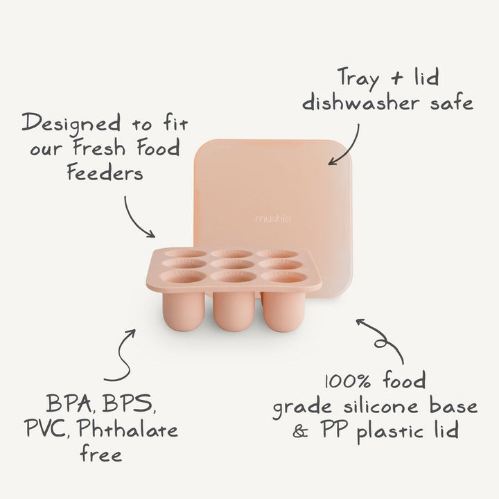Mushie - Fresh Food Feeder Freezer Tray - Blush - Mabel & Fox