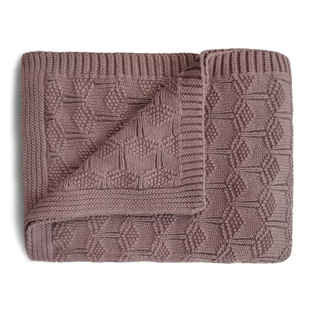 Mushie - Knitted Baby Blanket - Honeycomb Desert Rose - Mabel & Fox