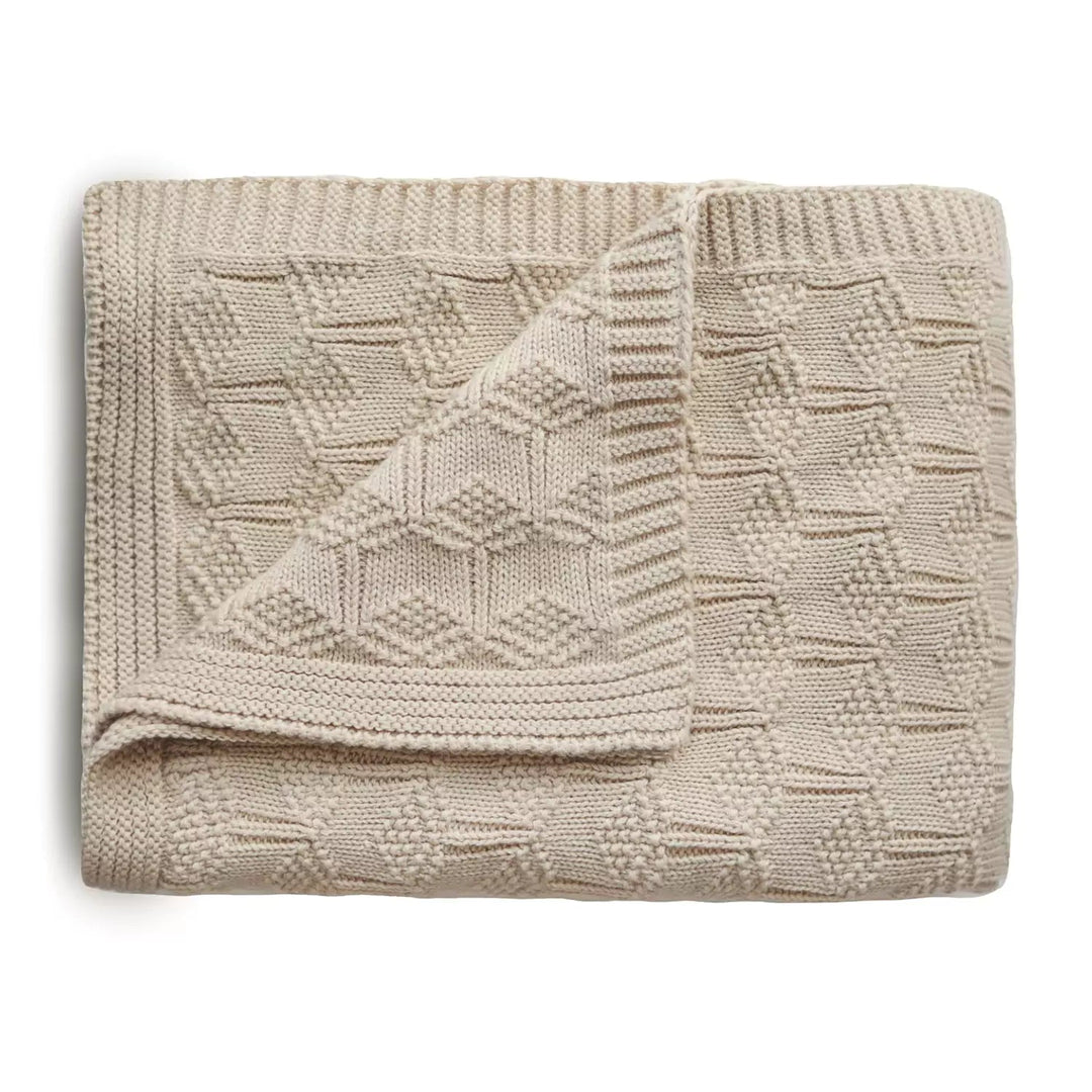 Mushie - Knitted Baby Blanket - Honeycomb Beige