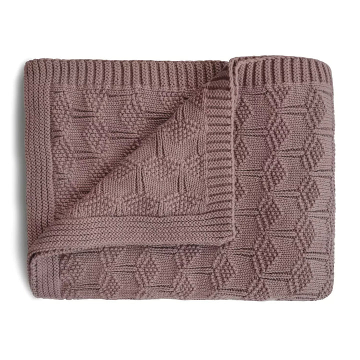 Mushie - Knitted Baby Blanket - Honeycomb Desert Rose