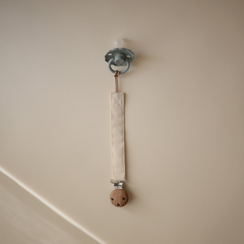 Mushie - Linen Pacifier Clip - 2 Pack - Blush/Cream - Mabel & Fox
