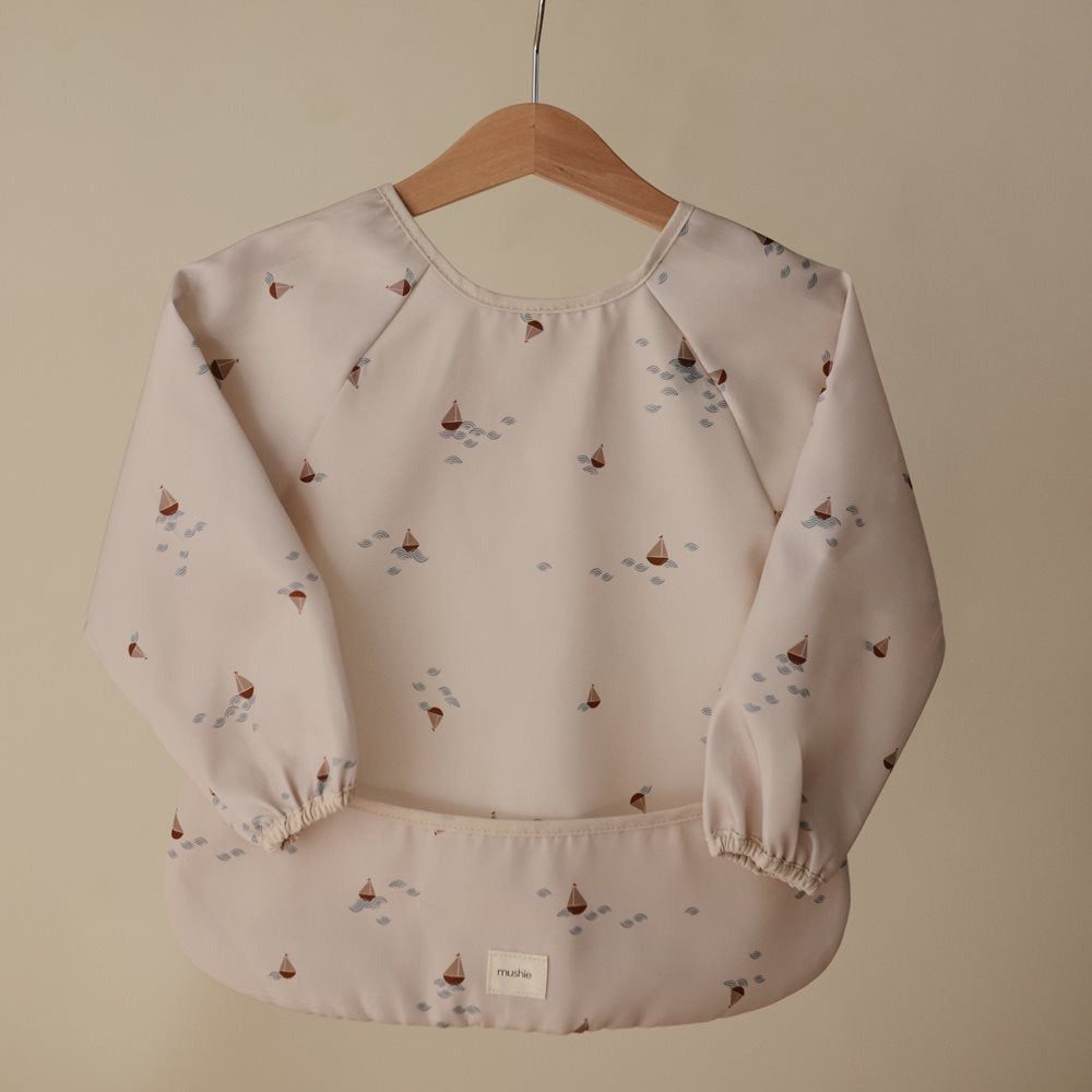 Mushie - Long Sleeve Bib - Boats - Mabel & Fox