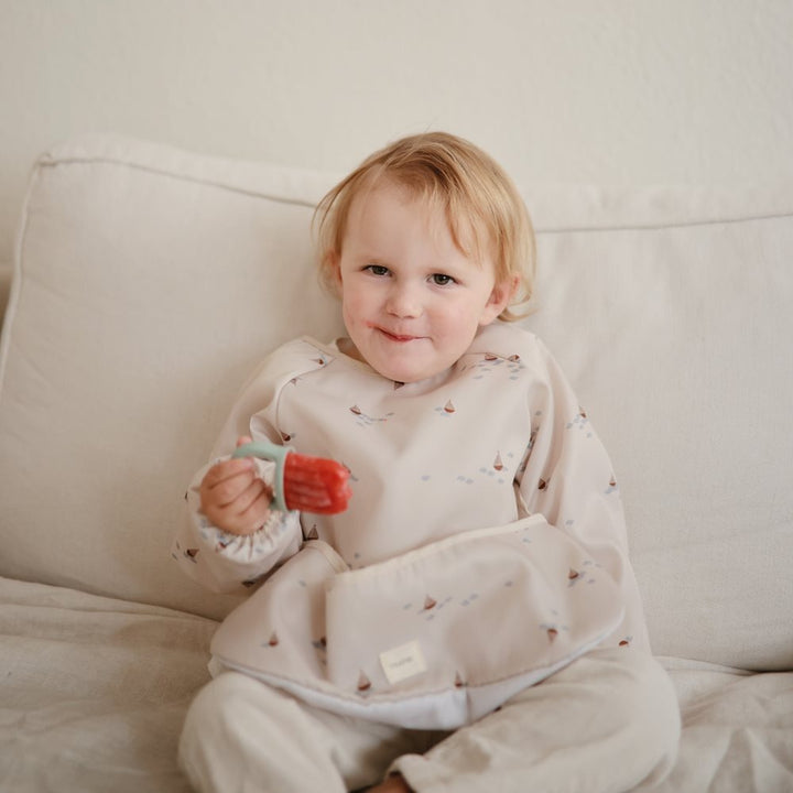 Mushie - Long Sleeve Bib - Boats - Mabel & Fox