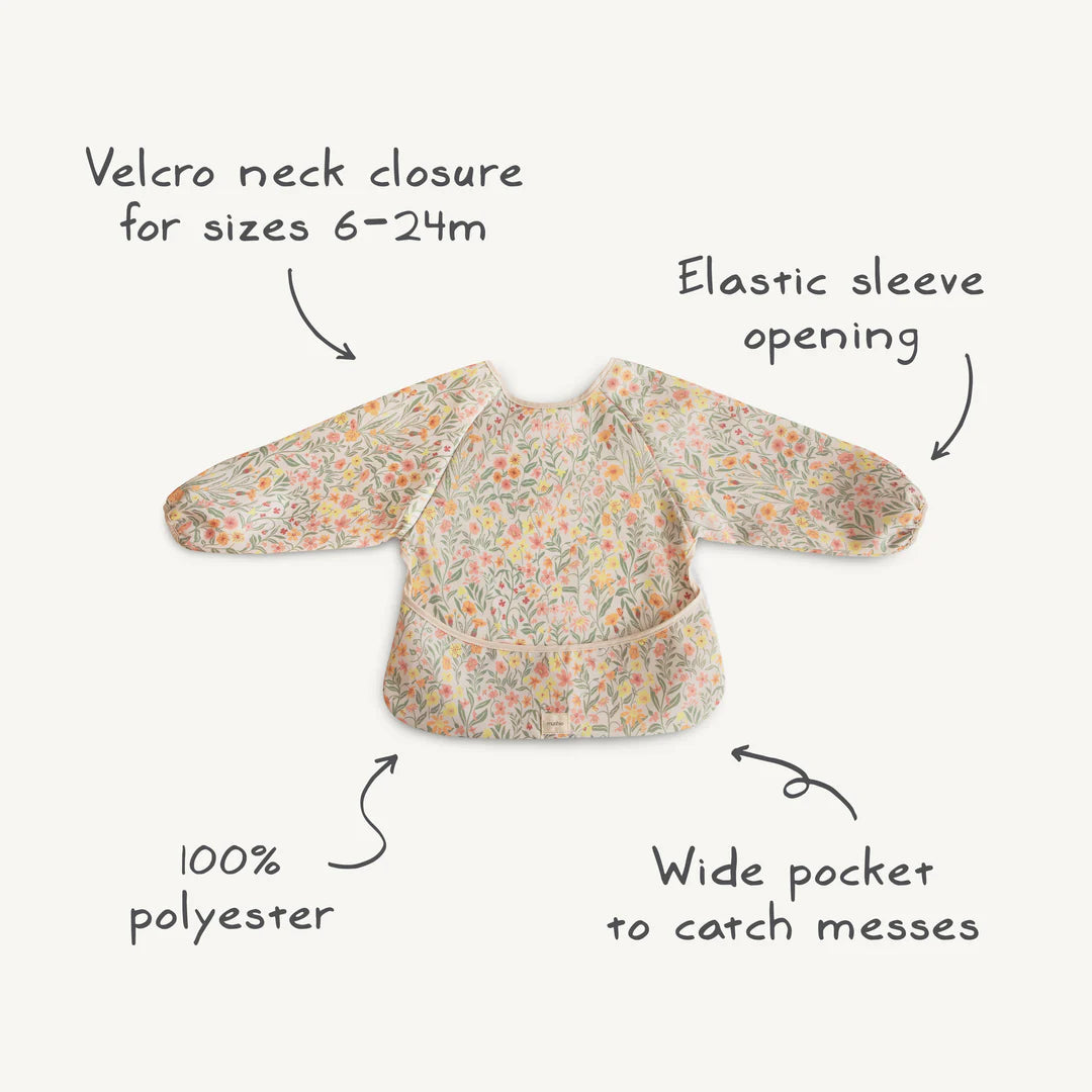 Mushie - Long Sleeve Bib - Olive Check - Mabel & Fox