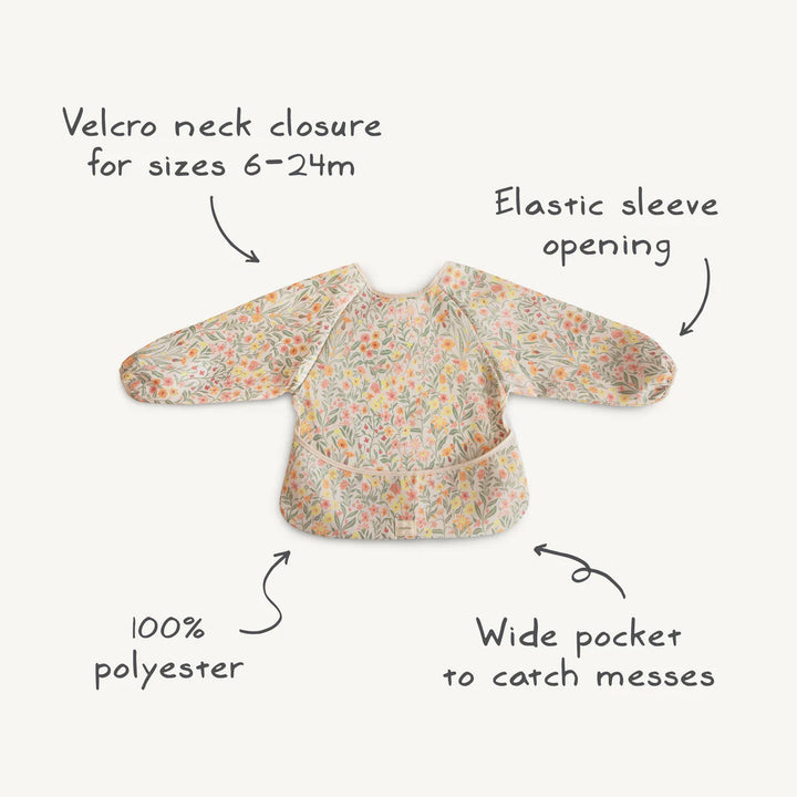 Mushie - Long Sleeve Bib - Olive Check - Mabel & Fox