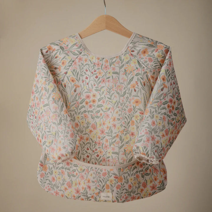 Mushie - Long Sleeve Bib - Pastel Blooms - Mabel & Fox