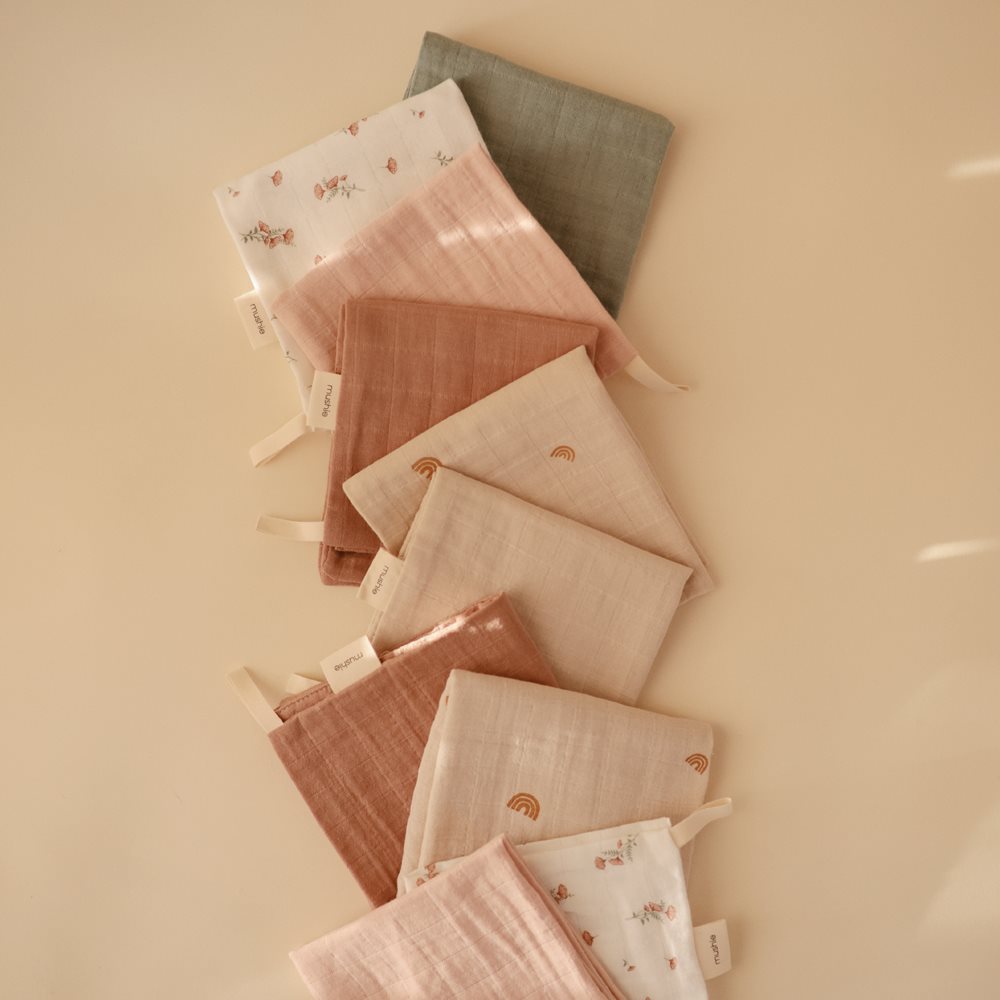 Mushie - Muslin Cotton Washcloth (5 pack) - Rainbow - Mabel & Fox