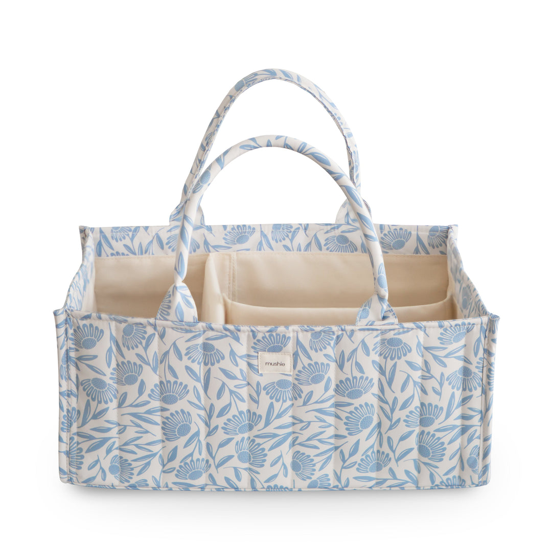 Mushie - Nappy Caddy - Blue Flowers - Mabel & Fox