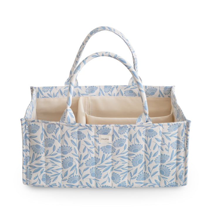 Mushie - Nappy Caddy - Blue Flowers - Mabel & Fox