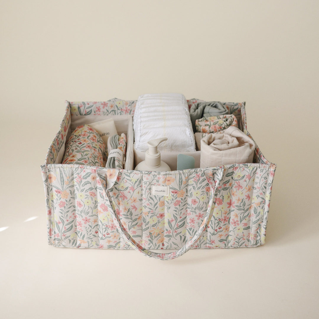 Mushie - Nappy Caddy - Pastel Blooms - Mabel & Fox