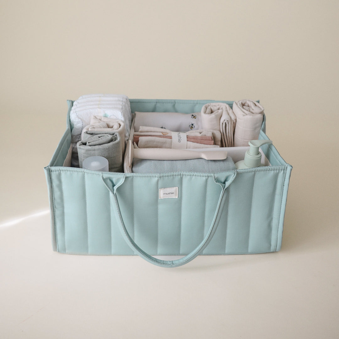 Mushie - Nappy Caddy - Roman Green - Mabel & Fox