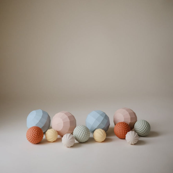 Mushie - Nesting Spheres Sensory Toy - Powder Blue - Mabel & Fox