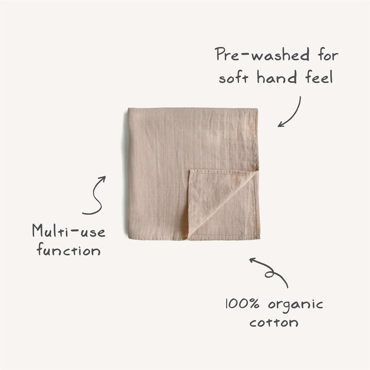 Mushie - Organic Swaddle - Blush - Mabel & Fox