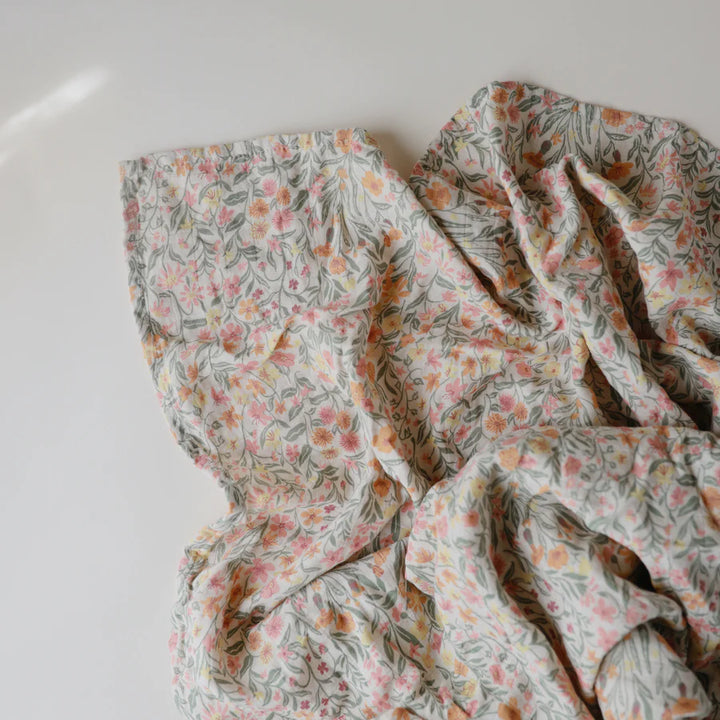 Mushie - Organic Swaddle - Pastel Blooms - Mabel & Fox