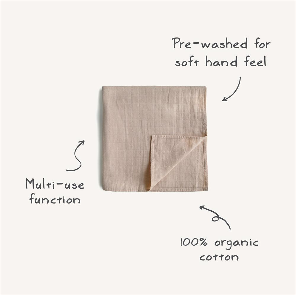 Mushie - Organic Swaddle - Sage Stripe - Mabel & Fox
