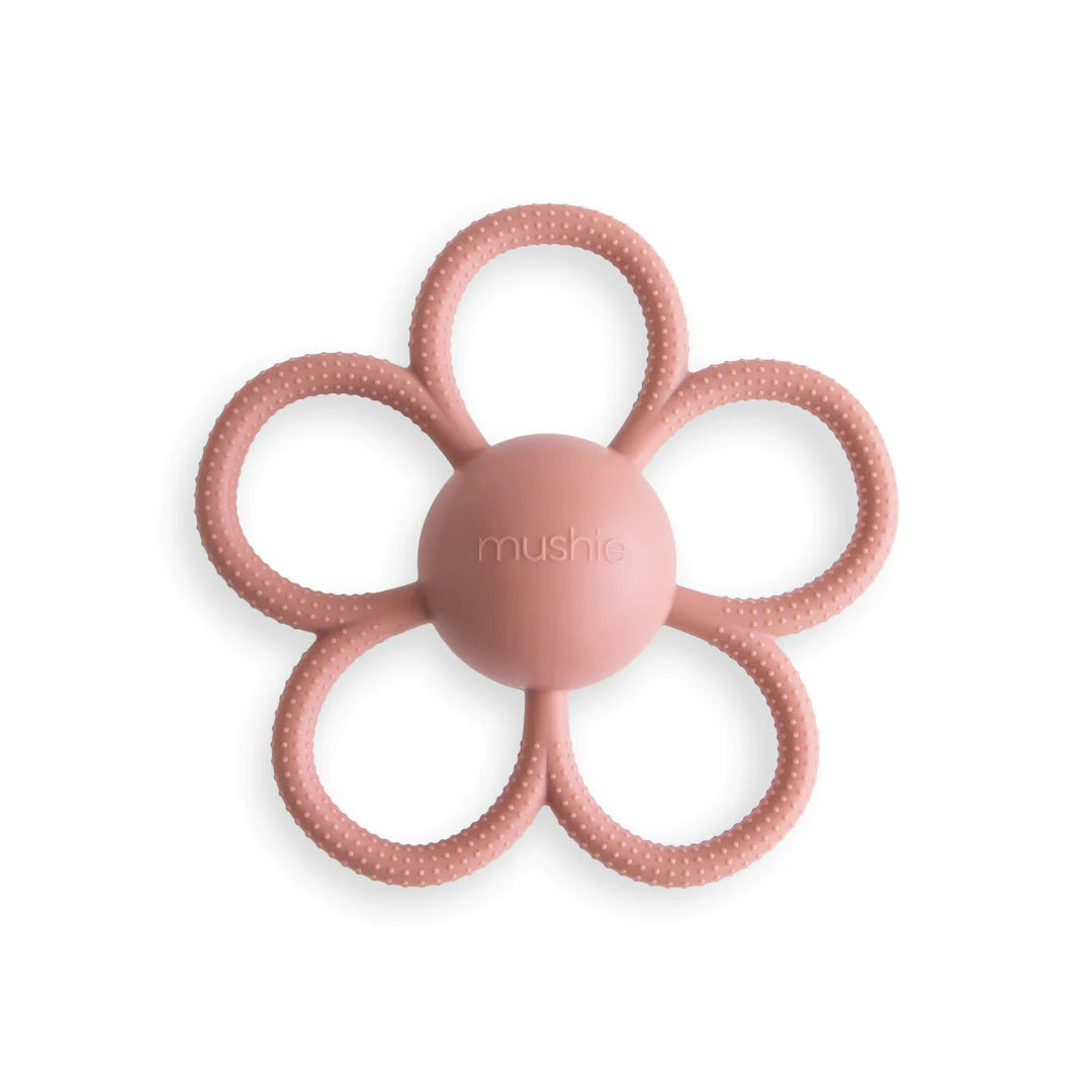 Mushie - Rattle Teether - Daisy - Dusty Rose - Mabel & Fox