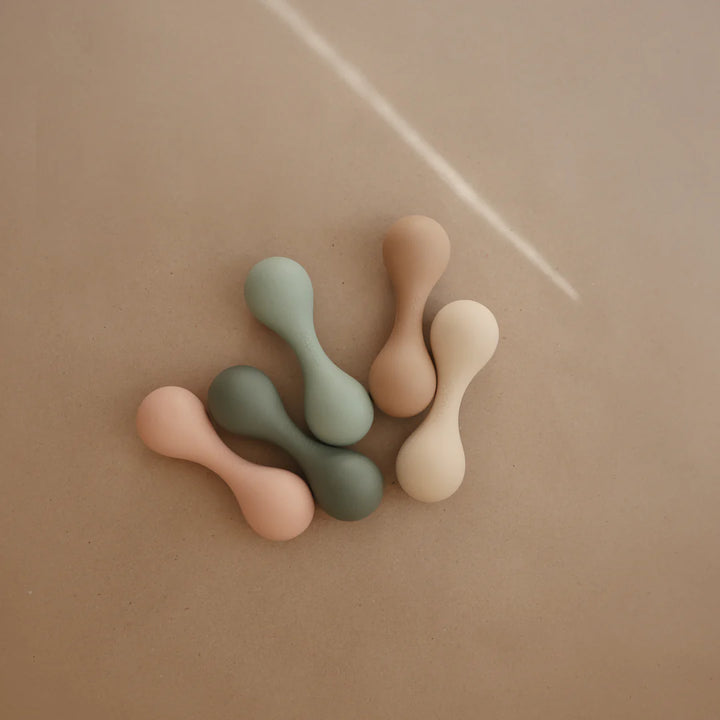 Mushie - Silicone Baby Rattle -Dried Thyme - Mabel & Fox