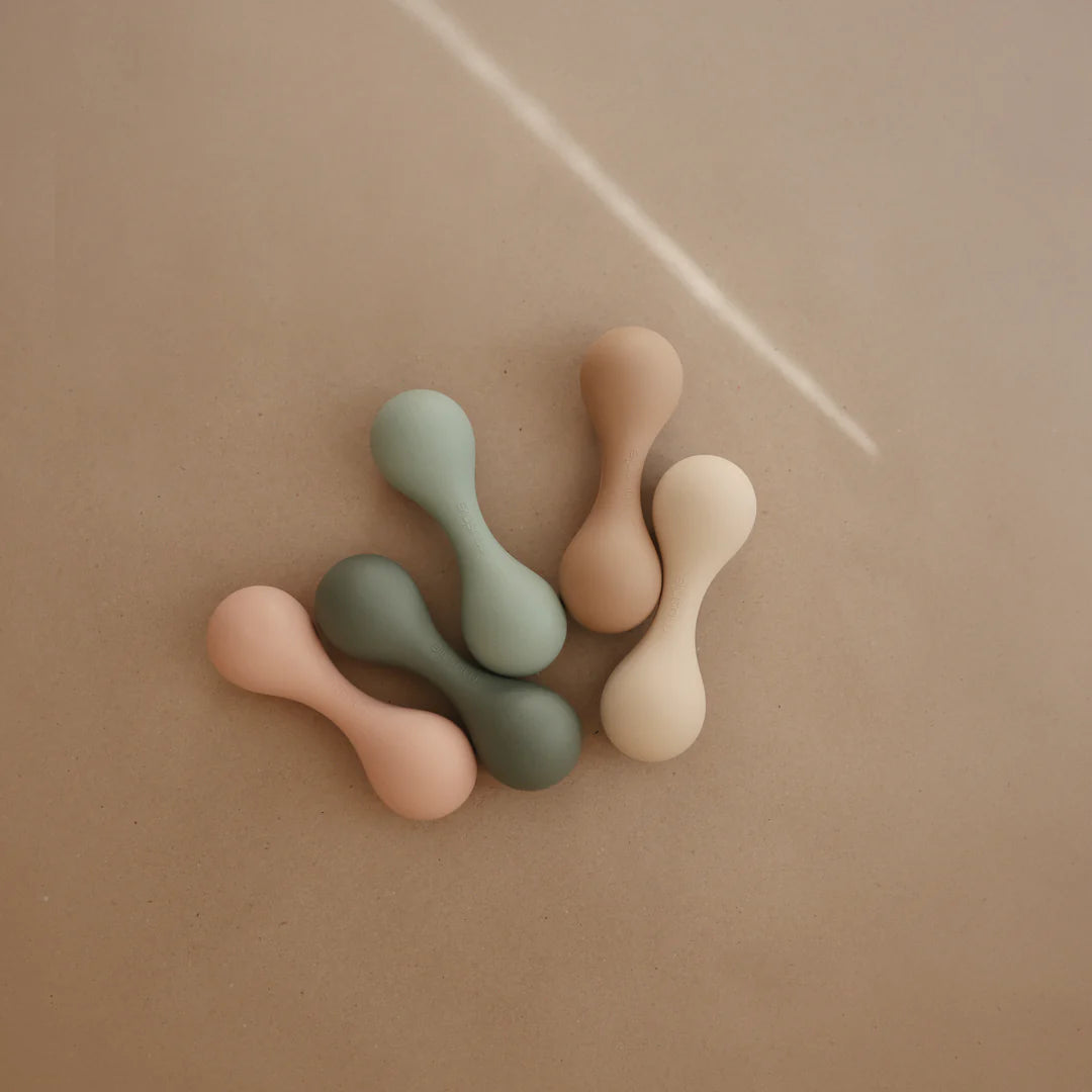 Mushie - Silicone Baby Rattle - Natural - Mabel & Fox