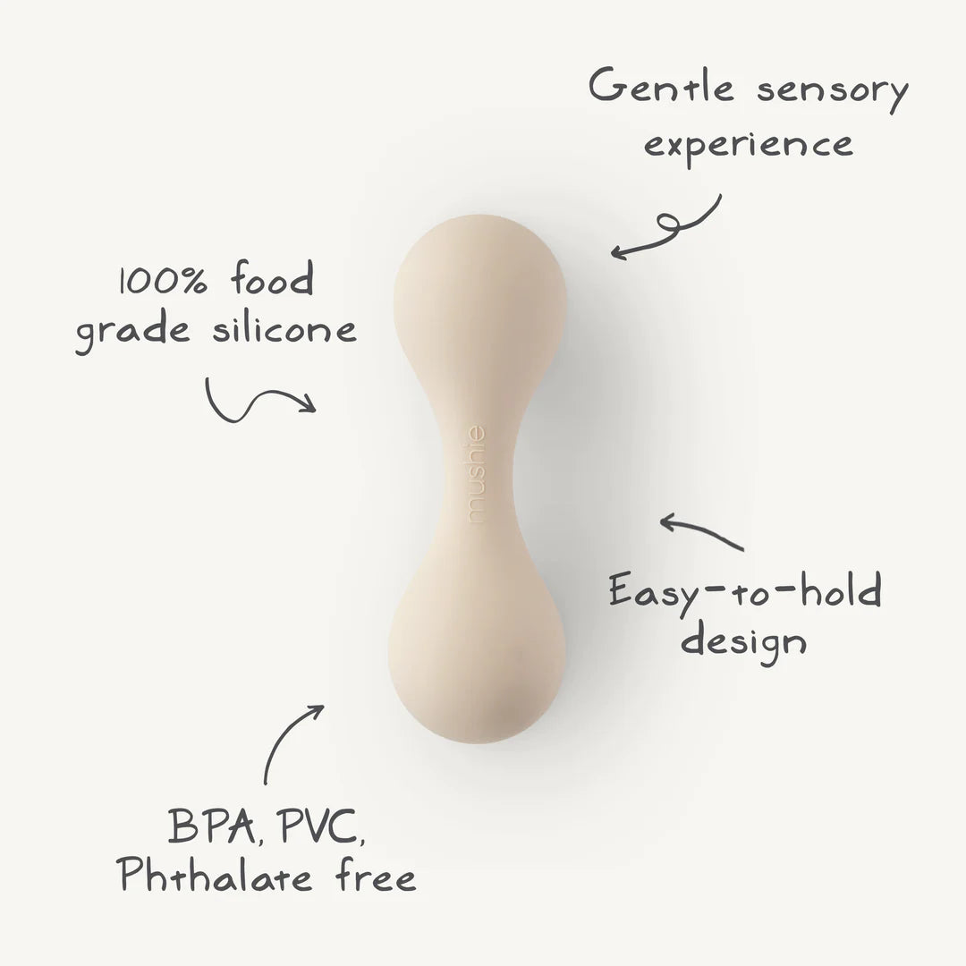 Mushie - Silicone Baby Rattle -Shifting Sand - Mabel & Fox