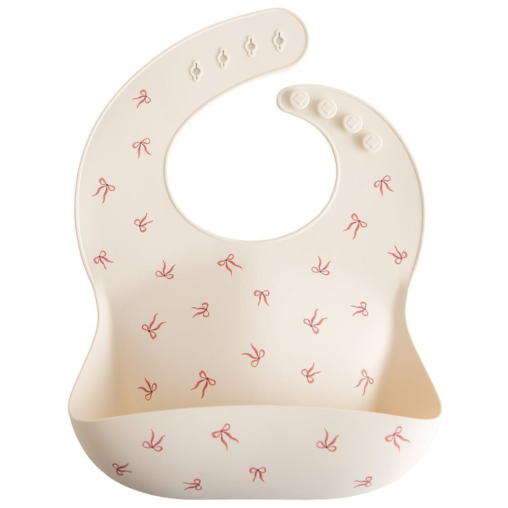 Mushie - Silicone Bib - Bows - Mabel & Fox