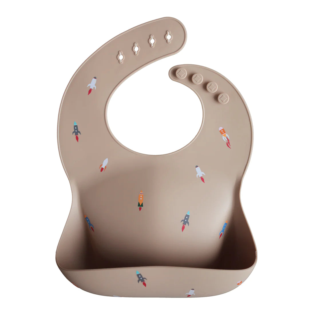 Mushie - Silicone Bib - Rocket - Mabel & Fox