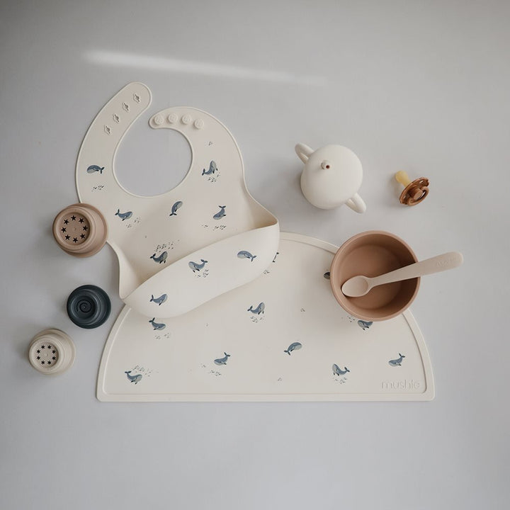 Mushie - Silicone Mat - Whales - Mabel & Fox