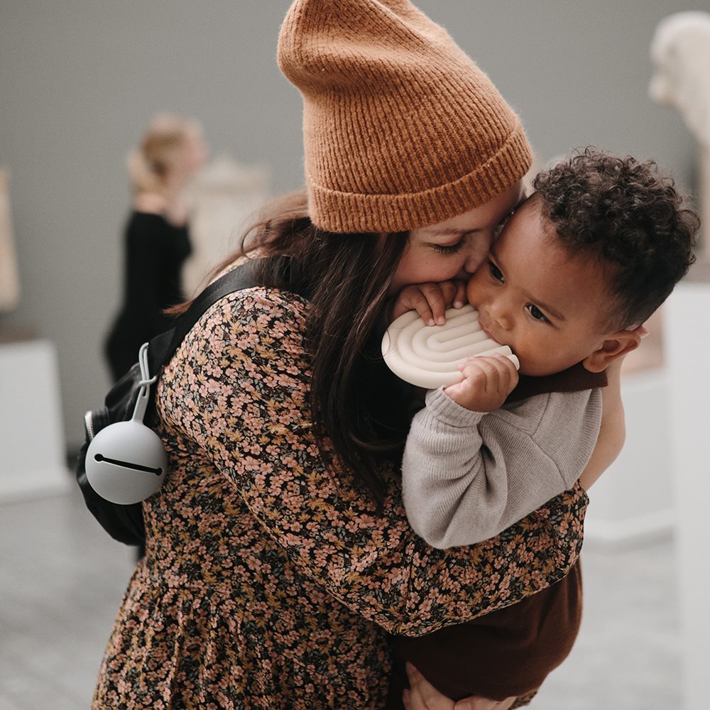 Mushie - Silicone Pacifier Case - Stone - Mabel & Fox